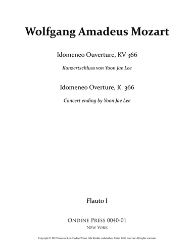 Idomeneo Overture, K. 366 concert ending by Yoon Jae Lee - Set of Parts (arr. Yoon Jae Lee)