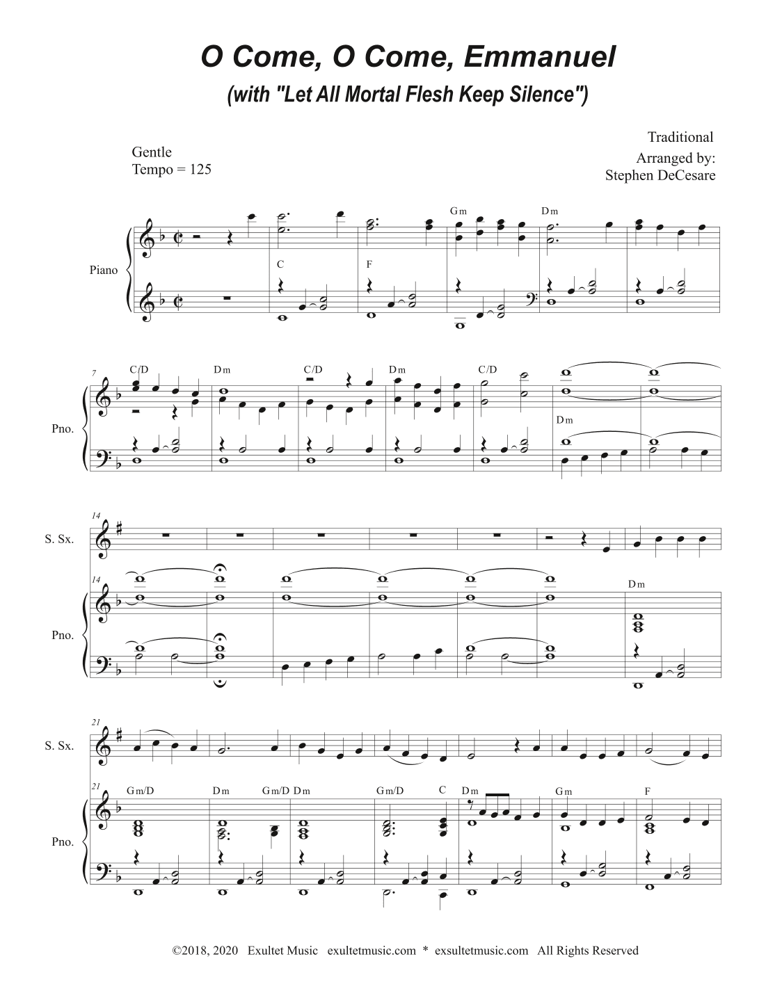 O Come, O Come, Emmanuel (with "Let All Mortal Flesh Keep Silence") (Soprano Saxophone and Piano) (arr. Stephen DeCesare)