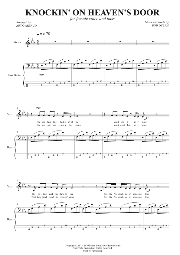 Knockin' On Heaven's Door (arr. Art.o Artaud)