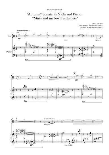 "AUTUMN" SONATA for viola and piano "Season of mists and mellow fruitfulness"
