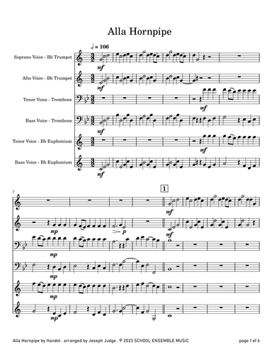 Alla Hornpipe by Handel for Brass Quartet in Schools (arr. Joseph Judge)