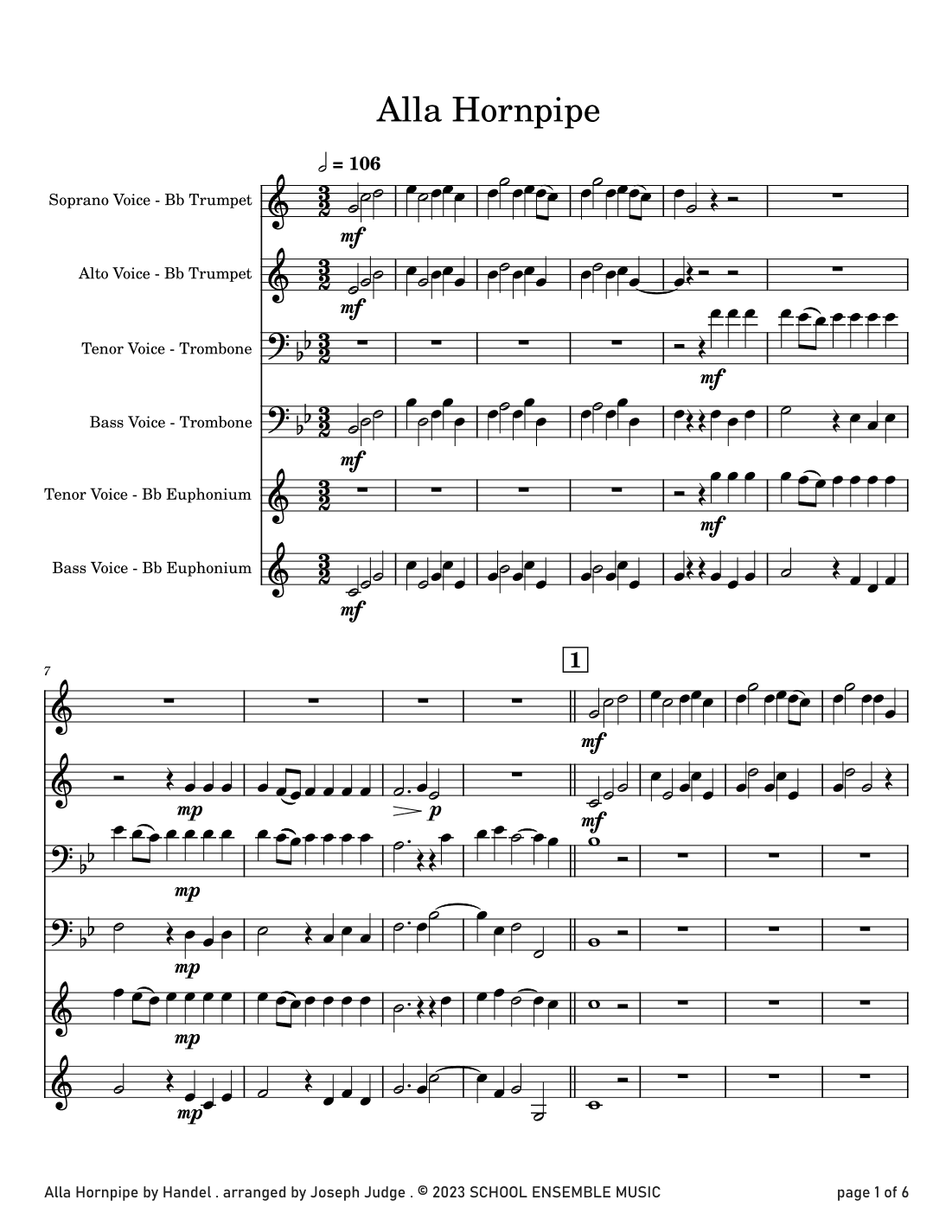 Alla Hornpipe by Handel for Brass Quartet in Schools (arr. Joseph Judge)