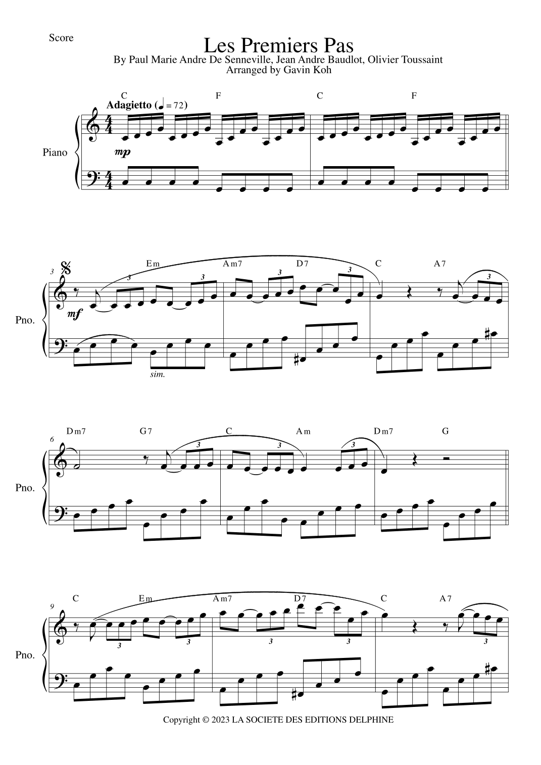 Les Premiers Pas (arr. Gavin Koh)