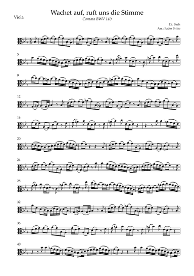 Wachet Auf BWV 140 (J.S. Bach) for Viola Solo (arr. Fabio Britto)