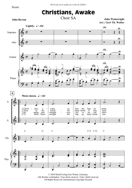 Christians, Awake, Salute The Happy Morn (arr. Gert Th. Walter)