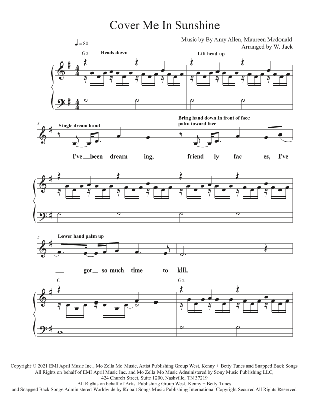 Cover Me In Sunshine (arr. Walter Jack)