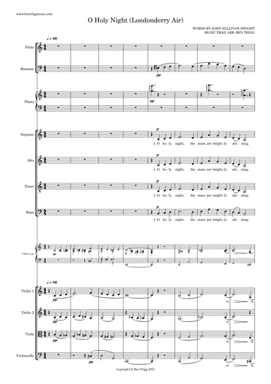 O Holy Night (Londonderry Air) – SATB, String quartet, Piano, Flute, Bassoon (arr. Ben Trigg)