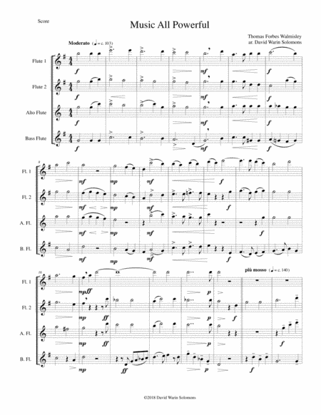 Music all powerful for flute quartet (arr. David Warin Solomons)