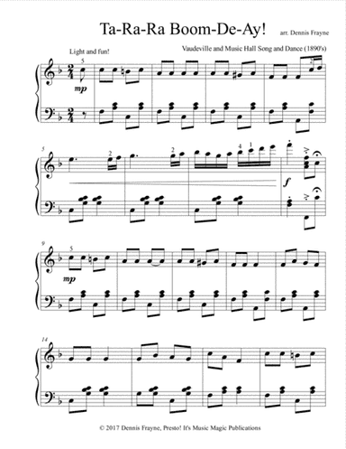 Ta-Ra-Ra Boom-De-Ay! (arr. Dennis Frayne)