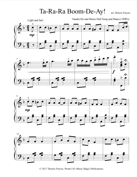 Ta-Ra-Ra Boom-De-Ay! (arr. Dennis Frayne)