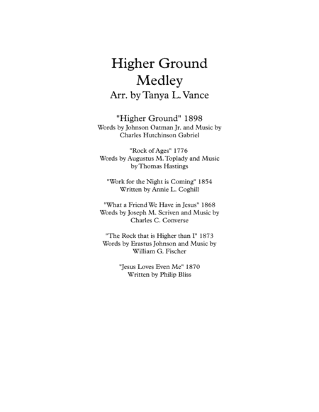 Higher Ground Medley (arr. Tanya L. Vance)