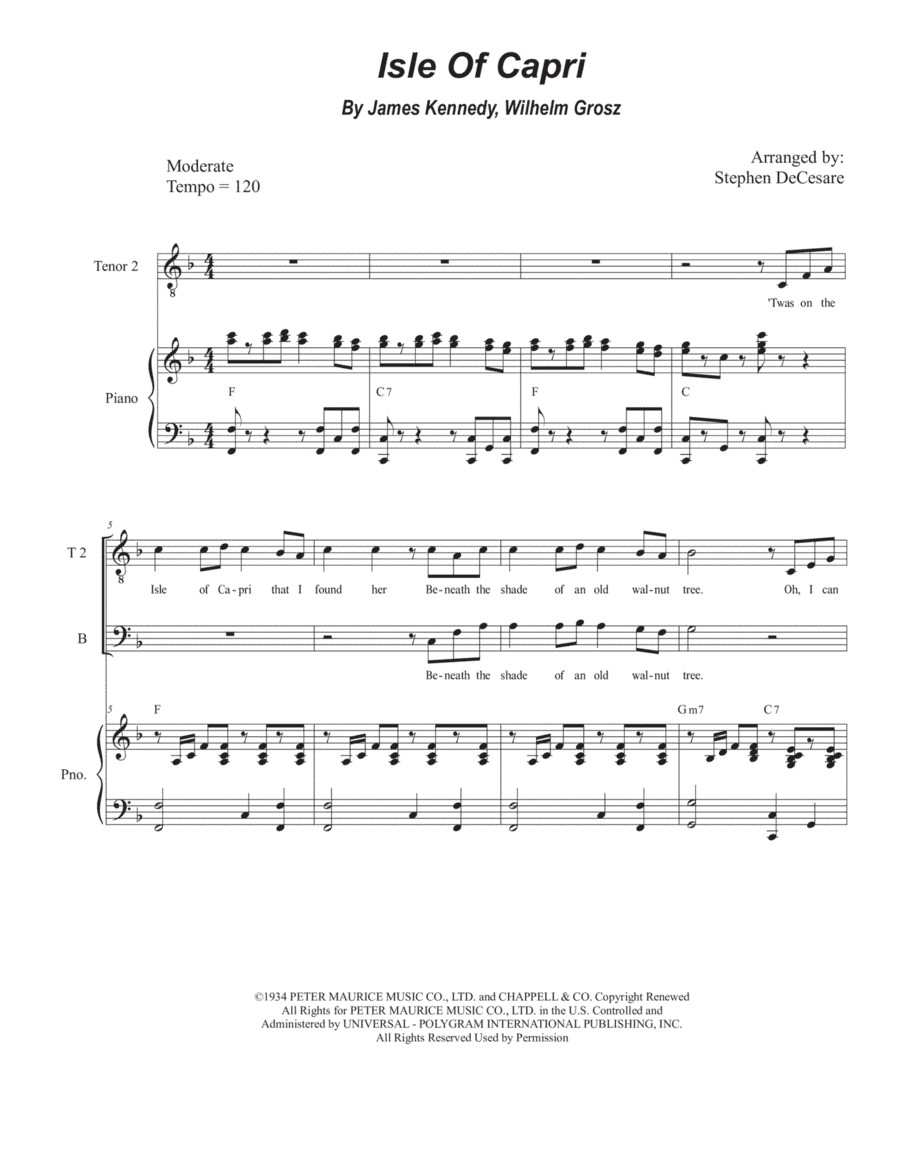 Isle Of Capri (arr. Stephen DeCesare)