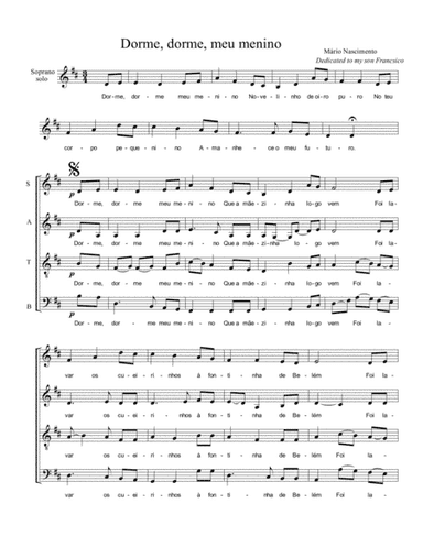 Dorme, dorme, meu menino (SATB a capella)