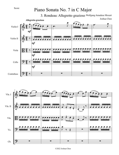 Piano Sonata No. 7 in C Major, Movement 3 (arr. Joshua Choe)