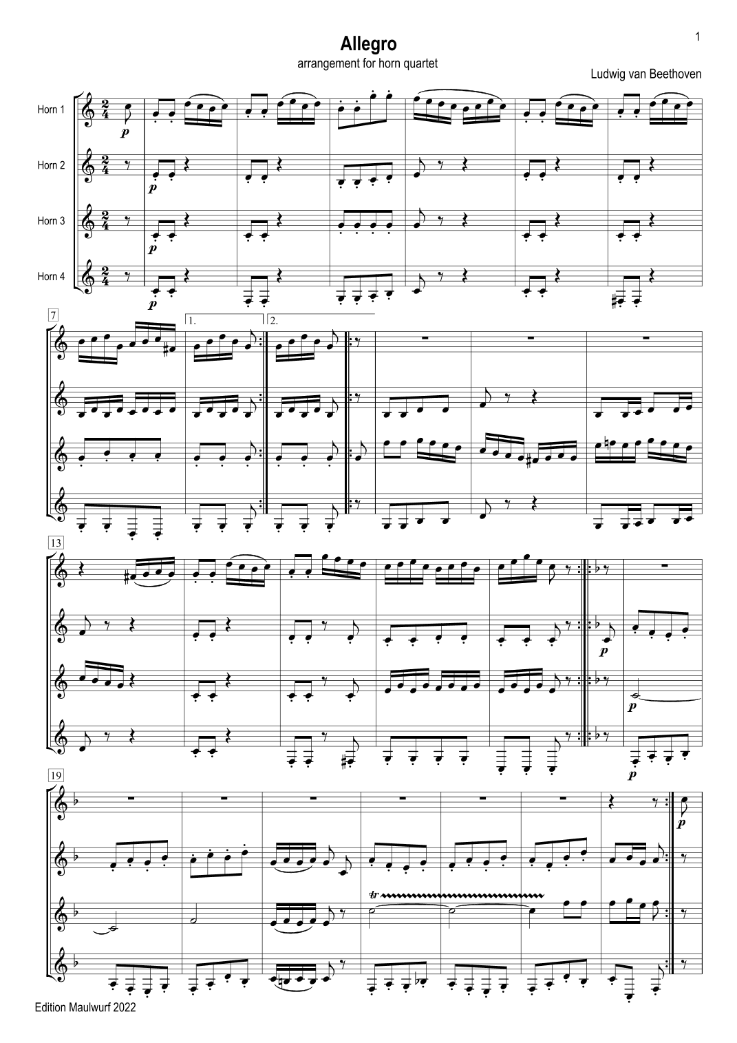 Allegretto (arr. Edition Maulwurf)