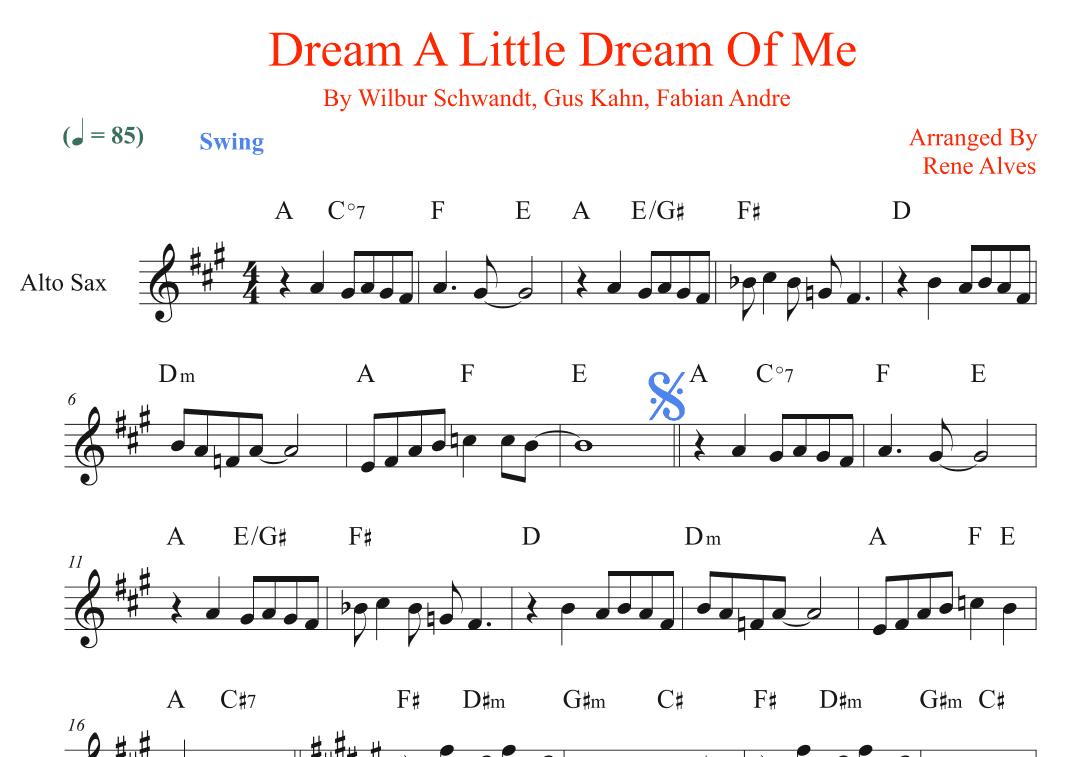 Dream A Little Dream Of Me (arr. Rene Alves)