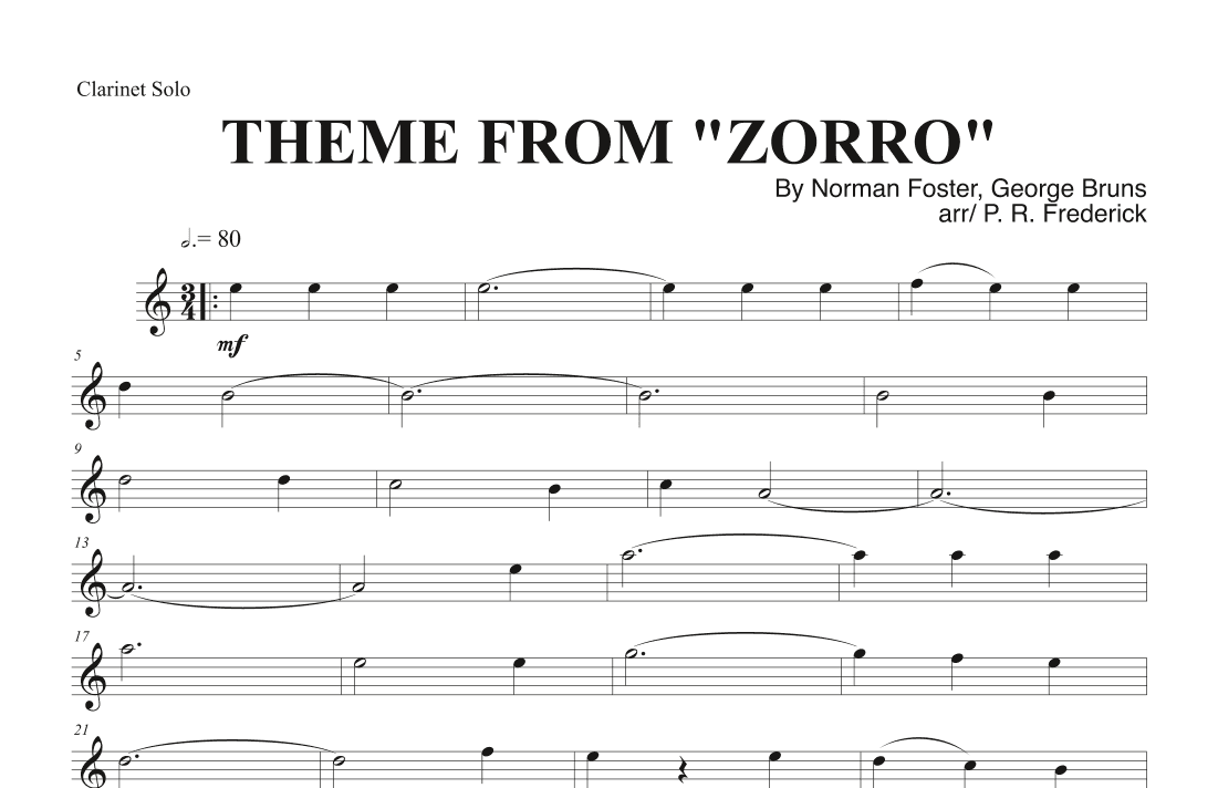 Theme From Zorro (arr. P. R. Frederick)