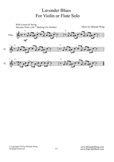 Lavender Blues - Jazz Flute or Violin Solo (Jazz Exercise & Etudes No.2)