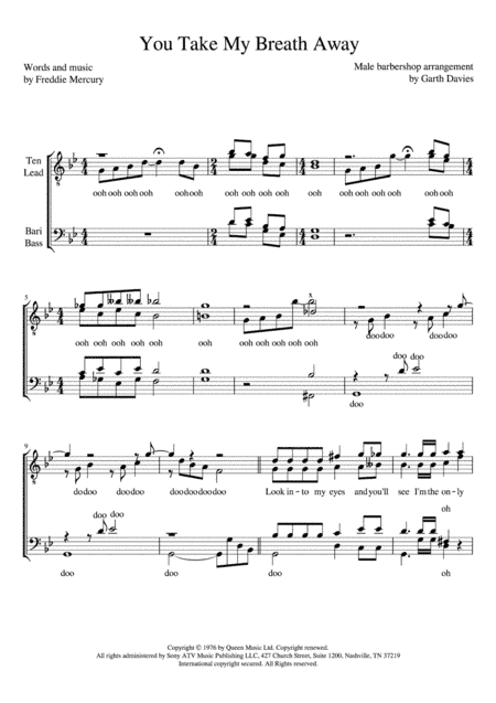 You Take My Breath Away (arr. Garth Davies)