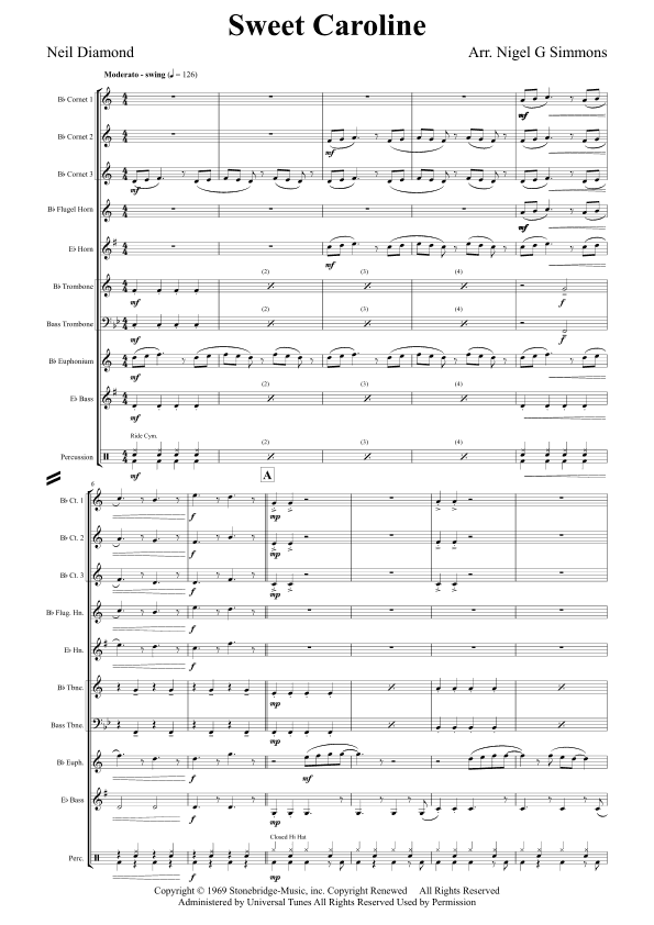Sweet Caroline (arr. Nigel Simmons)