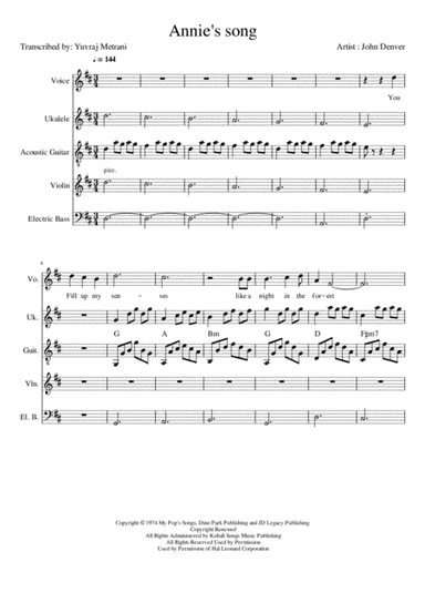 Annie's Song (arr. Yuvraj Metrani)