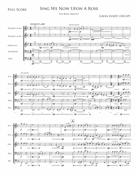 Sing We Now Upon A Rose for Brass Quintet (arr. Gavin Lendt)
