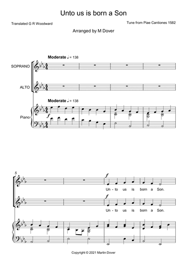 Unto us is born a Son - Two part choir - SA - Upper Voices (arr. Martin Dover)