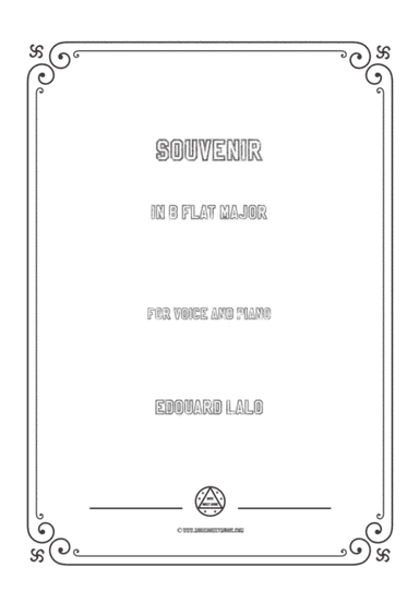 Lalo-Souvenir in B flat Major,for Voice and Piano (arr. MSM)