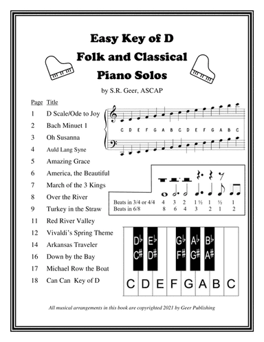 Really Easy Piano Solos in the Key of D (arr. S.R. Geer)