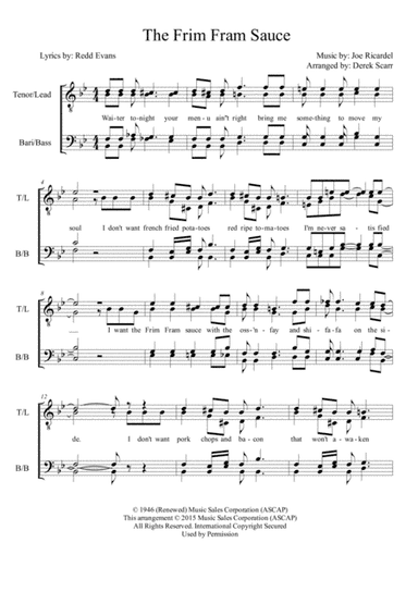 The Frim Fram Sauce (arr. Derek Scarr)