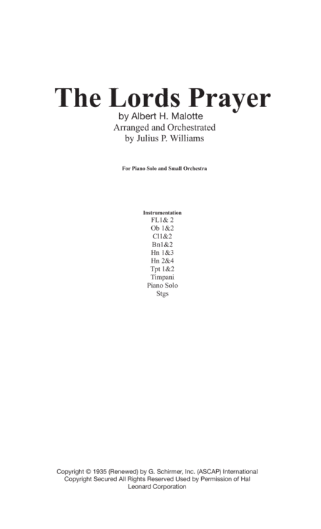 The Lord's Prayer (arr. Julius P. Williams)