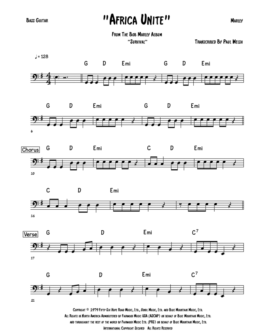 Africa Unite (arr. Accubass)