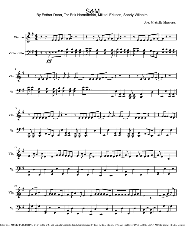 S&m (arr. Michelle Marrocco)