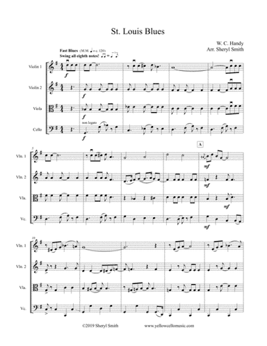 St. Louis Blues, arranged for string quartet (arr. Yellow Cello Music)