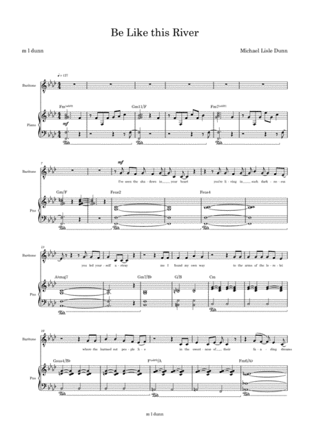Be Like This River - Piano and Voice