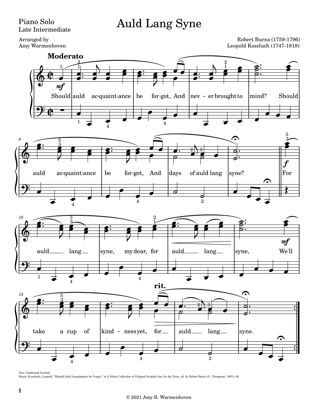 Auld Lang Syne (arr. Amy Warmenhoven)