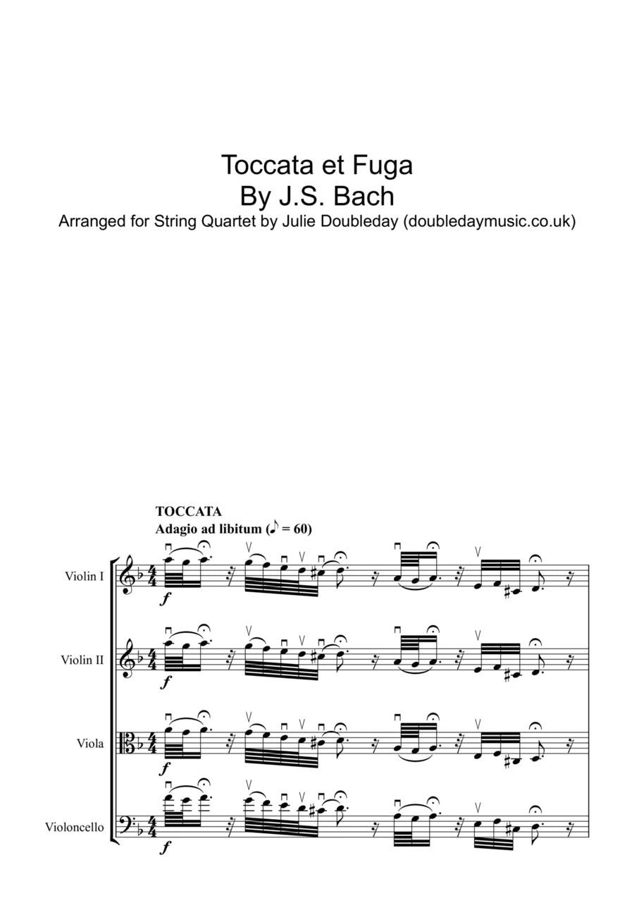 Bach: Toccata et Fuga for String Quartet - Score and Parts (arr. Julie Doubleday)