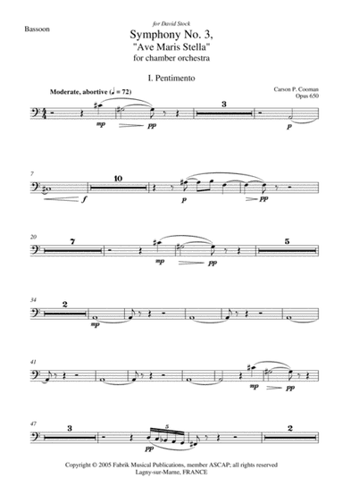 Carson Cooman: Symphony No. 3, "Ave Maris Stella" (2005) for chamber orchestra, bassoon part