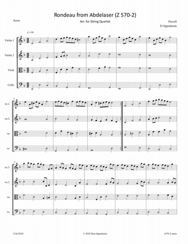 Purcell: Abdelazer Suite (Z 570), Movement 2 (Rondeau) arr. for String Quartet (arr. D Oppenheim)