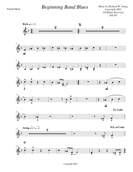 Beginning Band Blues- French Horn
