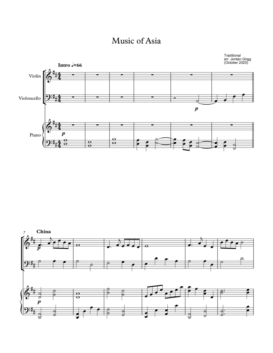 Music of Asia (vln vc pno) (arr. Jordan Grigg)