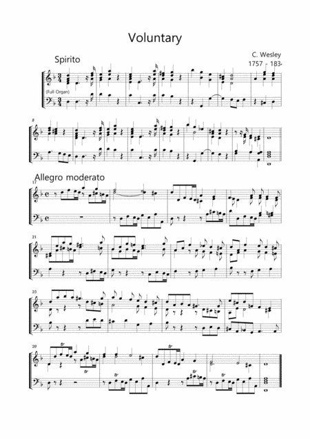 VOLUNTARY - Welsey - For Piano-Organ (arr. Marcello Meneguzzo)