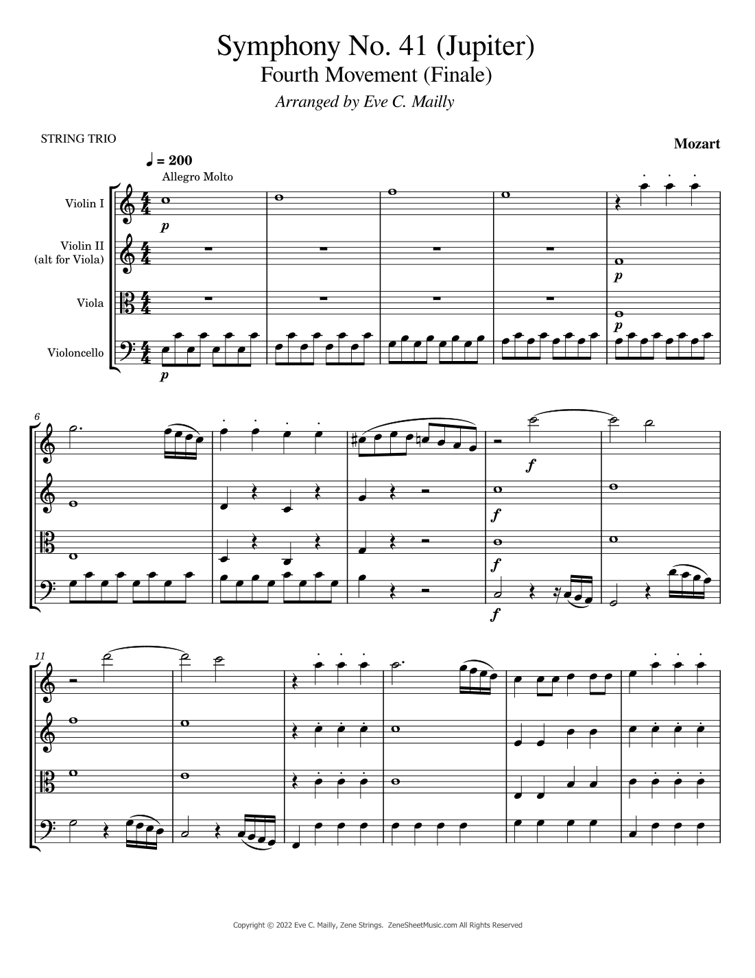 Symphony No. 41 "Jupiter" - 4th Movement - Mozart (String Trio) (arr. Eve C. Mailly - Zene Strings)