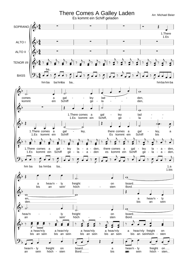 THERE COMES A GALLEY LADEN - Es kommt ein Schiff geladen (arr. Michael Beier)