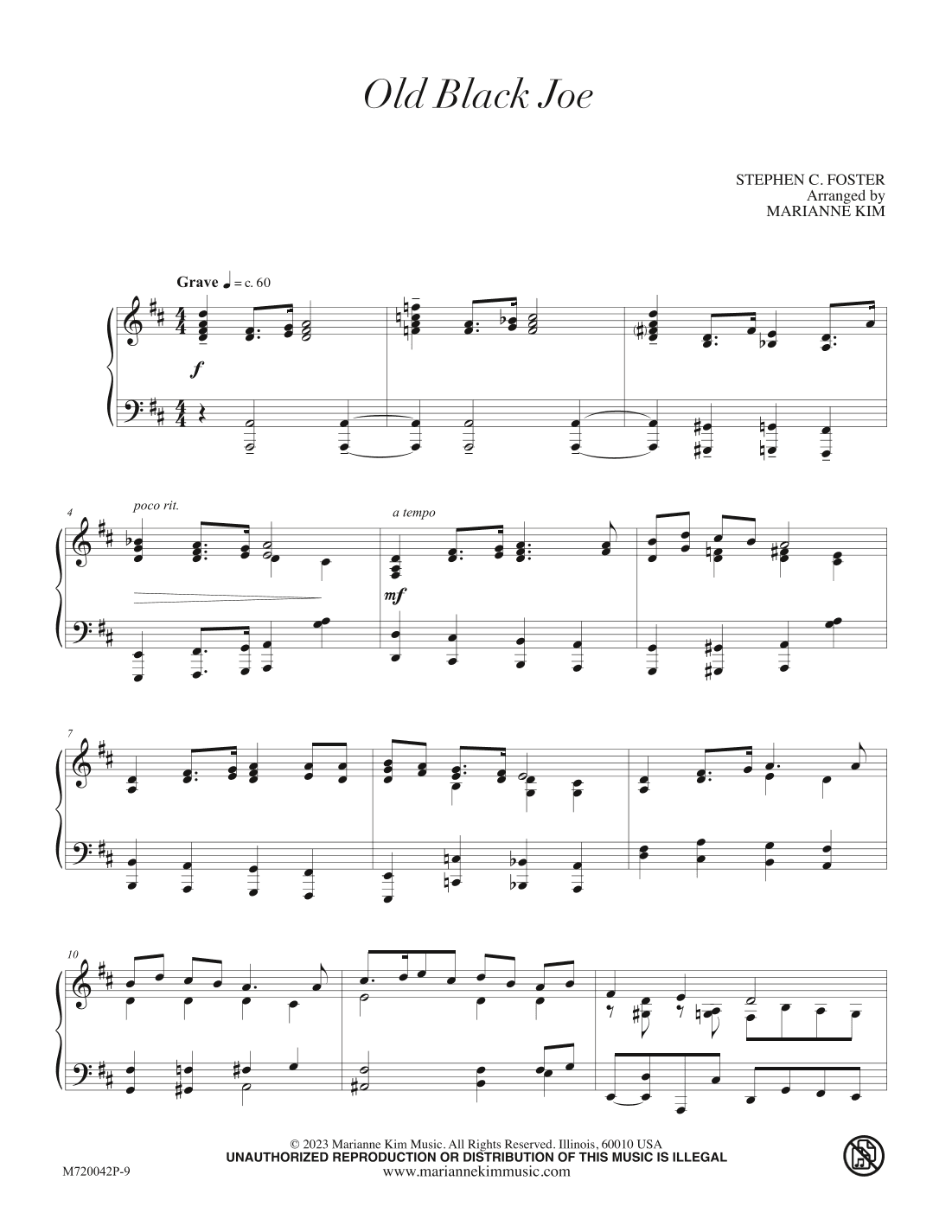 Old Black Joe (arr. Marianne Kim)