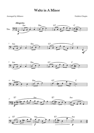 Waltz in A Minor | B. 150, Op. Posth. | Chopin | Trombone | Chords (arr. Milanov)
