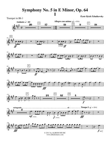 ?Tchaikovsky? Symphony No. 5, Movement I - Trumpet in Bb 1 (Transposed Part), Op. 64 (arr. Doug Clyde)