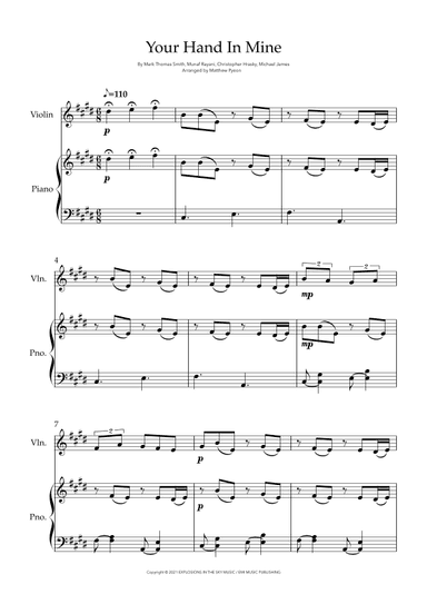 Your Hand In Mine (arr. Matthew pyeon)