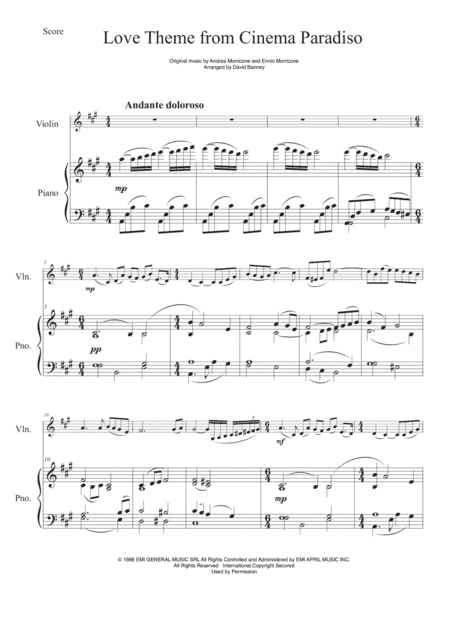 Cinema Paradiso (arr. David Banney)