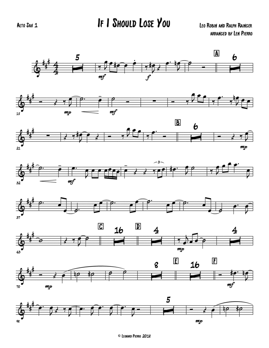 If I Should Lose You (arr. Len Pierro)